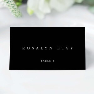 Black Wedding Place Cards Template Editable Place Card Black - Etsy