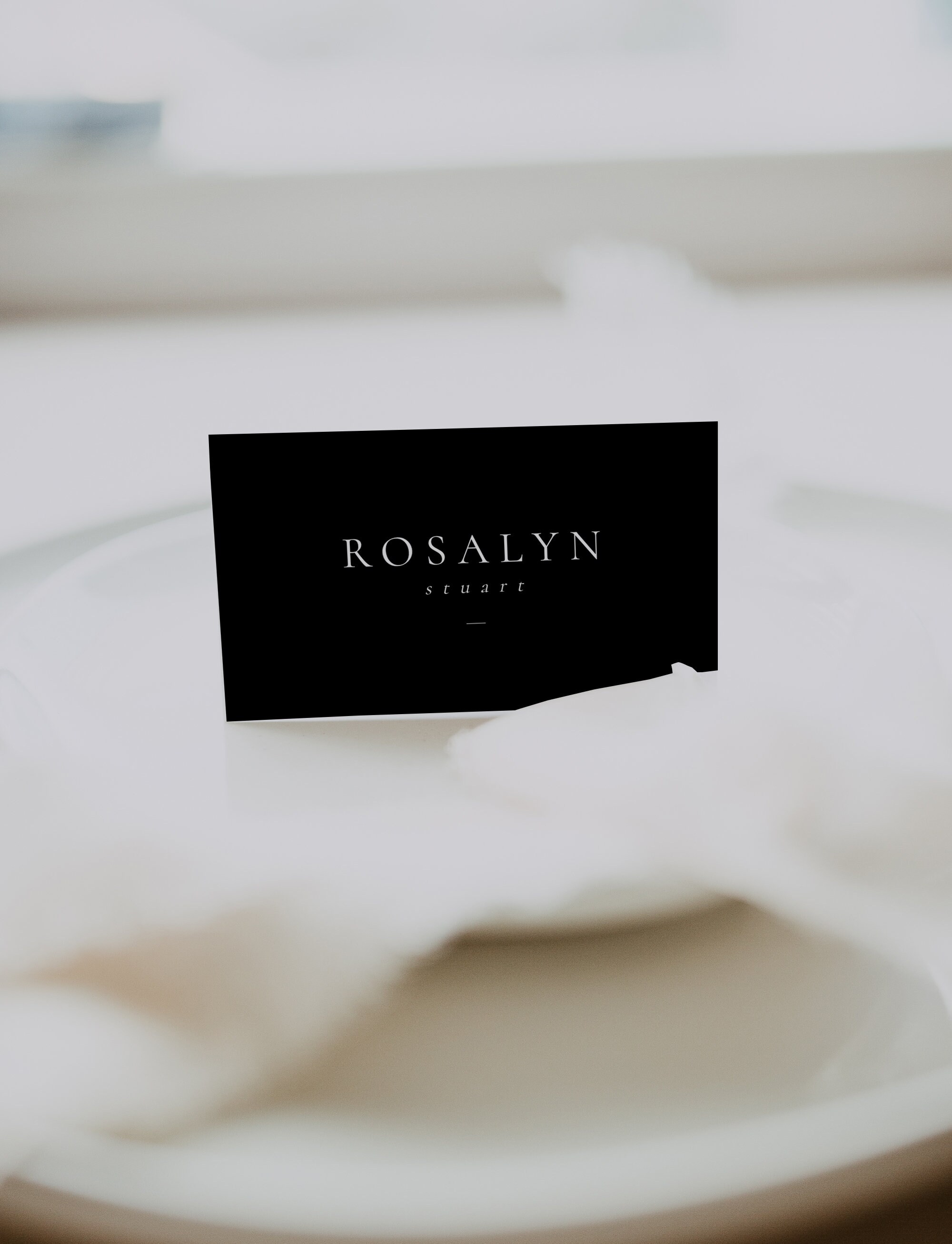 Black Wedding Place Cards Template, Editable Place Card, Black &amp; White ...