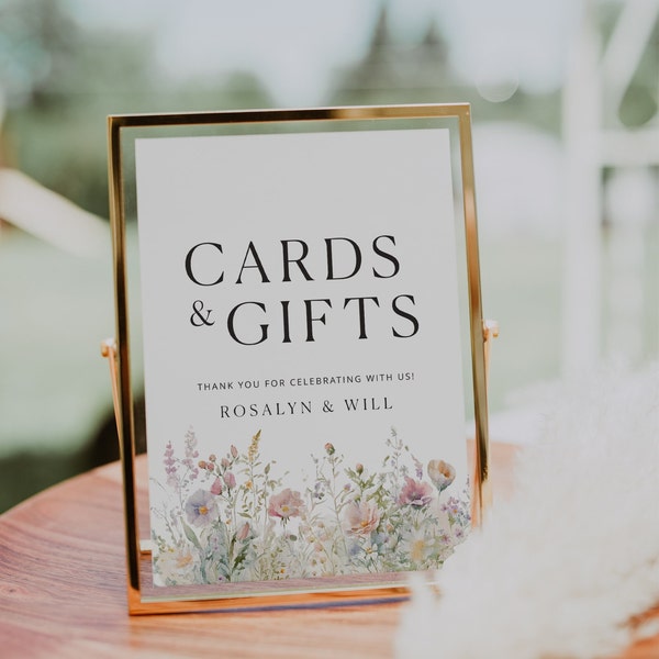 Modern Cards and Gifts Wedding Sign Template, Tabletop Cards & Gifts Sign, Wedding Reception Cards and Gifts Sign