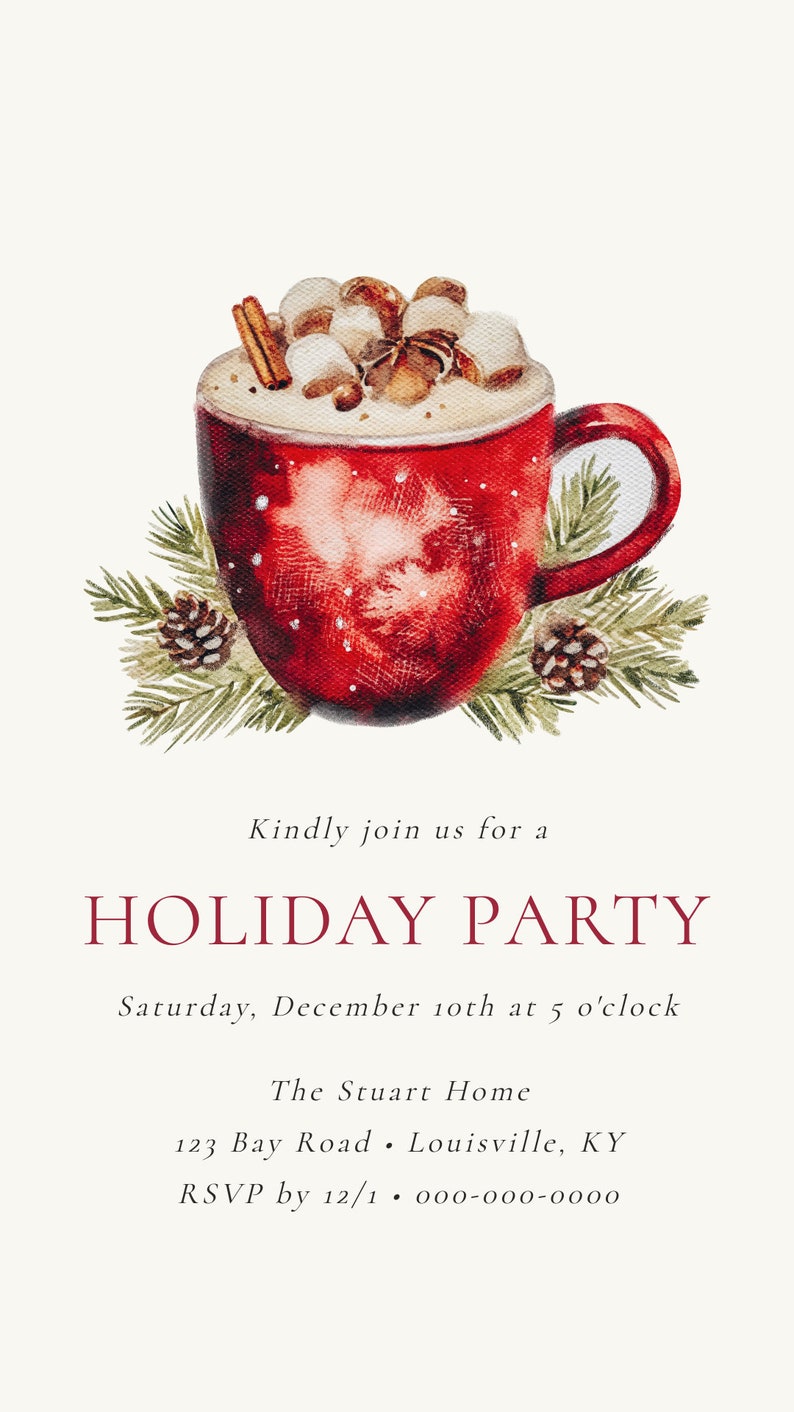 Christmas Party Invitation, Holiday Party Invitation, Digital