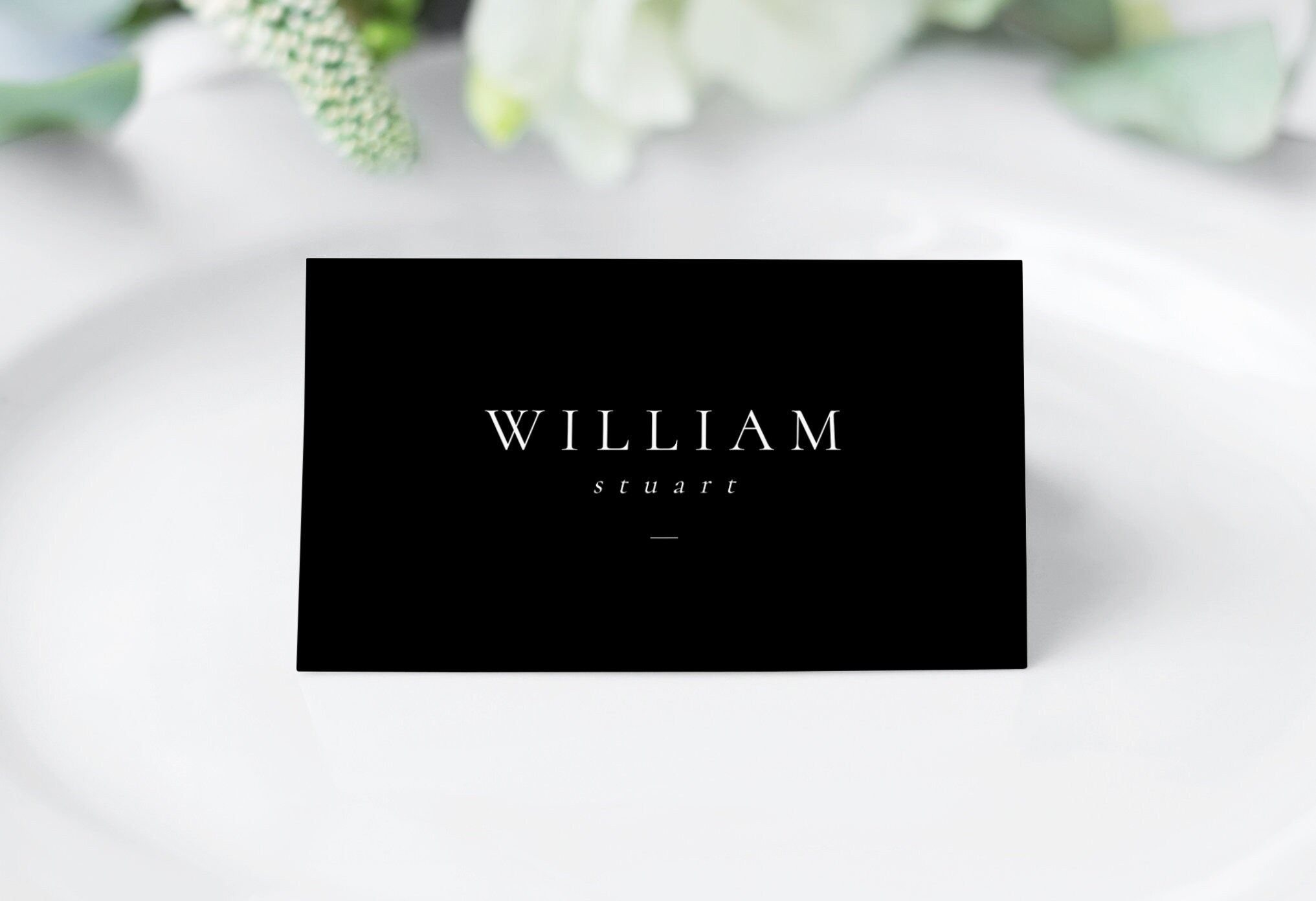 Black Wedding Place Cards Template, Editable Place Card, Black &amp; White ...