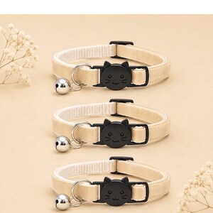 Cat Collar with Bell, Soft Velvet Cream | Safe Breakaway Buckle | ZACAL Cat Collars