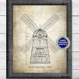 Windmill Drawing - Windmill Print - Windmill Art - Windmill Printing -  Art - Living Room Gift Idea - INSTANT DOWNLOAD - PRINTABLE - 19