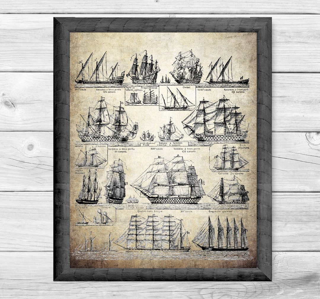 Montage of Printable Sailing Ships - War Ships - Nautical - Ocean ...