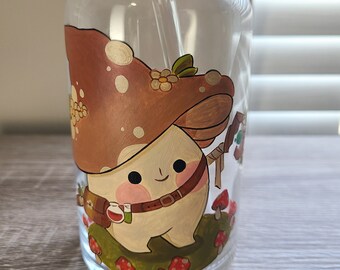Caneca de café de cogumelo Kawaii, copo Libbey de cogumelo fofo, copo de café gelado, copo de lata de cerveja, cogumelo venenoso, presente para amantes de café, copo de café gelado