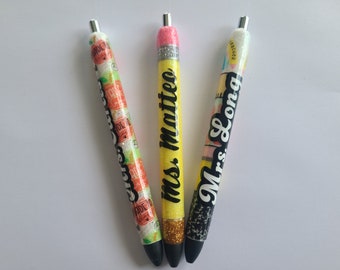 Bolígrafos de gel Inkjoy con brillo personalizados, bolígrafos de resina con brillo personalizados, bolígrafos con brillo para maestros, regalo de agradecimiento para maestros, regalos personalizados, regalos personalizados