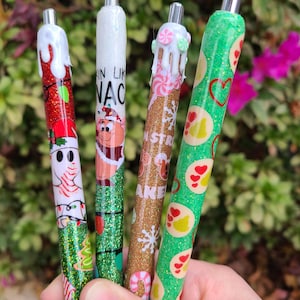 Custom Glitter Inkjoy Gel Pens, Personalized Glitter Resin Pens, Holiday glitter pens, Christmas pens, Custom gifts, Personalized gifts
