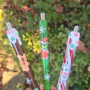 Custom Glitter Inkjoy Gel Pens, Personalized Glitter Resin Pens, Holiday glitter pens, Christmas pens, Custom gifts, Personalized gifts