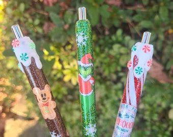 Custom Glitter Inkjoy Gel Pens, Personalized Glitter Resin Pens, Holiday glitter pens, Christmas pens, Custom gifts, Personalized gifts