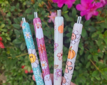 Custom Glitter Retro Fall Inkjoy Gel Pens, Personalized Glitter Resin Pens, Halloween Glitter Gel Pens