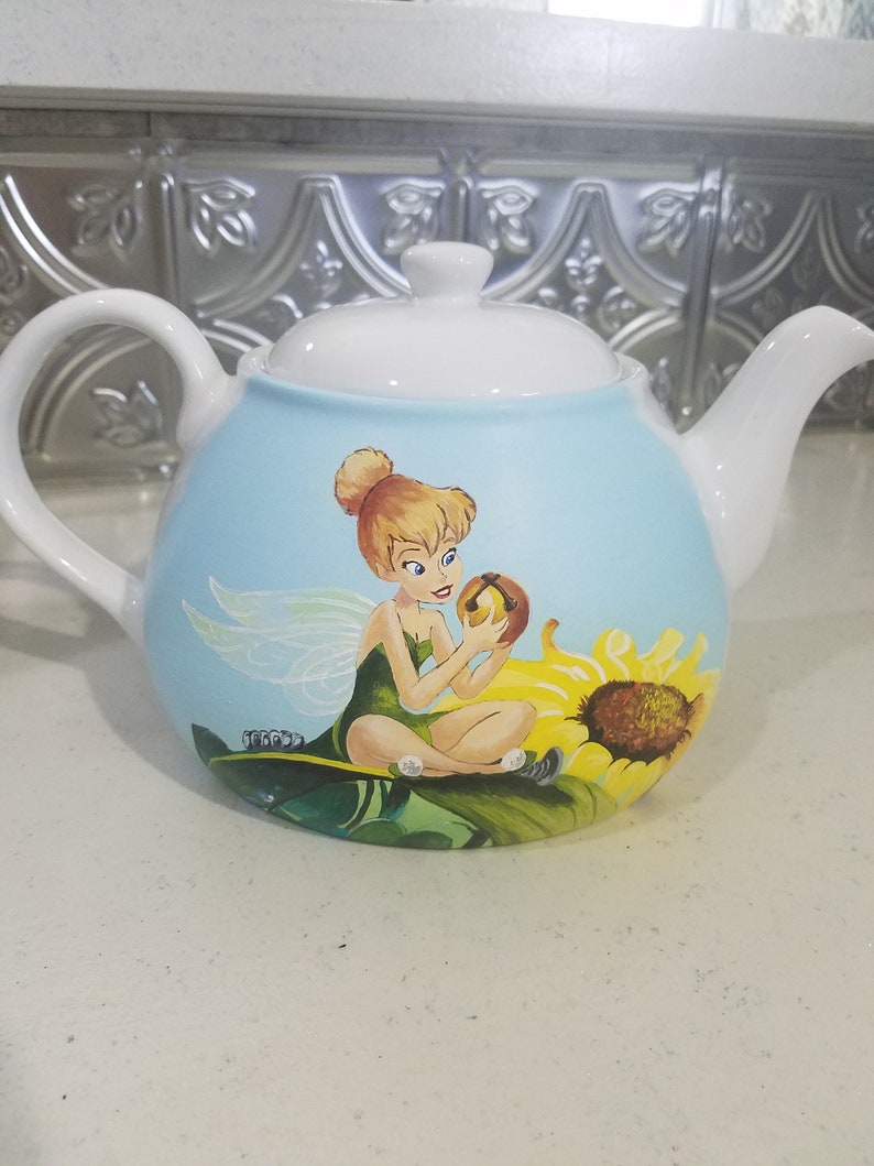 Tinkerbell Teapot Hand Painted Teapot Fairy Teapot Etsy