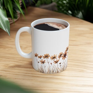 Floral coffee mug gift, Flower mug with boho colors, coffee mug, Ceramic Mug 11oz