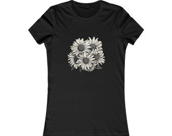 Sunflower tshirt, womens black floral shirt, comfortable women's tshirt, sunflower gift shirt, women's fit tshirt, birthday gift shirt