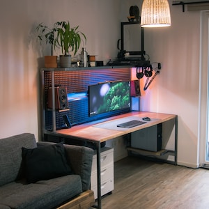 DOWNLOADABLE PLANS for Feature Packed Home Office / Gaming Desk / PC Workstation (Integrated Shelf, Lighting, Usb Hubs, Outlets & more!)