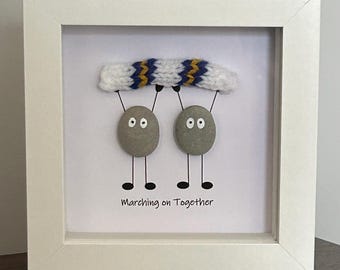 Leeds United FC 2 Person Fun Football Fan Pebble Art Picture, Birthday / Occasion gift