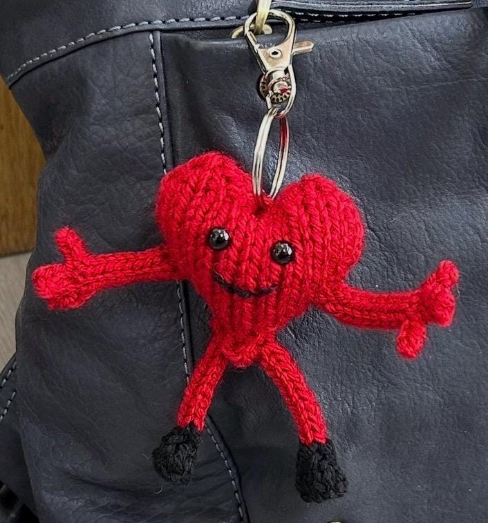 Hand Knitted 'I Love You This Much' Heart Keyring Bag Charm - Etsy