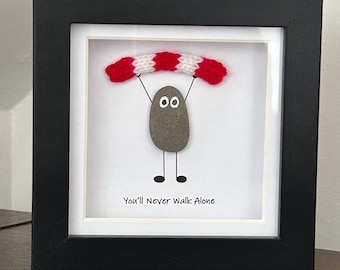 Liverpool FC Pebble Art Picture: Hand-Knitted Scarf, Fun Football Fan Birthday / Occasion Gift