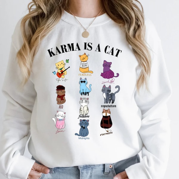 Karma Is A Cat PNG, Music Albums As Cat Png, Eras Tour Merch, Music Png, Midnights Album, Cat Lover, Gift For Fan, Digital Download