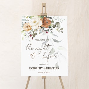 The night before rehearsal dinner welcome sign, boho fall welcome sign template, the night before sign, wedding rehearsal dinner sign P62