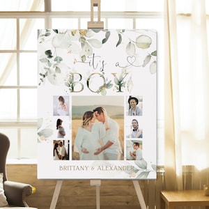 Editable baby shower photo collage template, boy baby shower sign, printable photo collage, pregnancy collage, parents photo poster P52