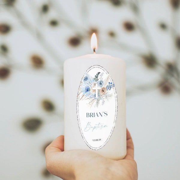 Boho baptism candle stickers party favors P65