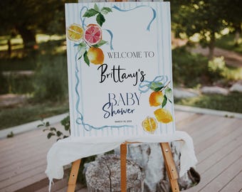 Ciao baby shower welcome sign template, citrus baby shower, lemon party sign, hand drawn, Italian themed decor, printable welcome sign P334
