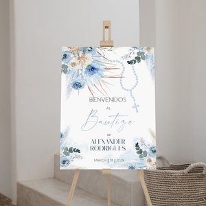 Pampas grasses bautizo welcome sign template, bienvenidos a bautizo sign, religious welcome sign, rosario spanish welcome sign, P65