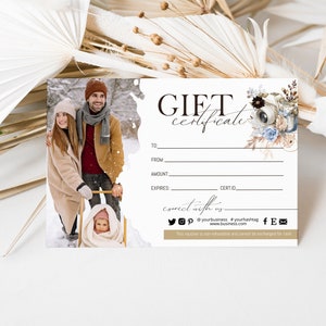 Gift certificate for photographer, photo gift certificate template, personalized gift card, photo session gift coupon, photography voucher