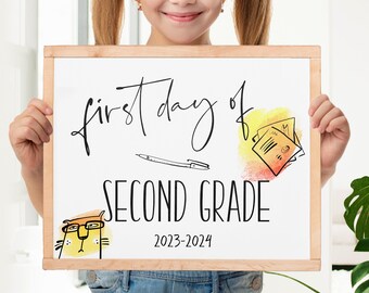 First day of second grade 202x-202x sign, second grade school sign editable first day of teacher sign printable, first day photo prop 2nd S2