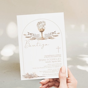 Pampas grasses bautizo, invitaciones de bautizo digitales, editable angel invite, spanish baptism invitation, mi bautizo invitation,  P206