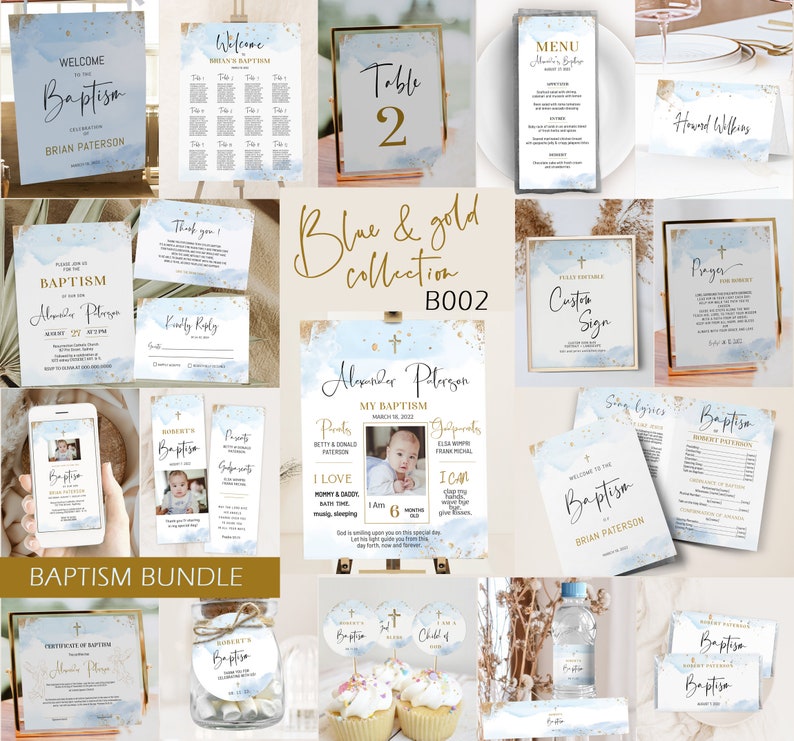 Godparents Baptism Certificate Editable Blue Baptism Etsy