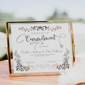 Commitment Certificate Template, Editable Printable Marriage Ceremony, Gifts Wedding Keepsake, Digital Download image 4