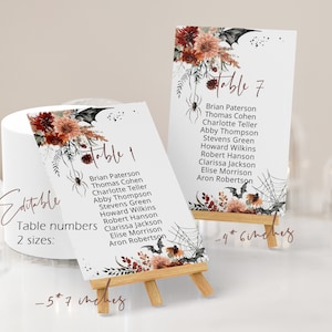 Terracotta wedding seating chart card template, halloween table number, fall baby shower seating chart card, card seating plan cards, P149