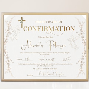 Editable Confirmation Certificate, Elegant Church Certificate, Gold ...