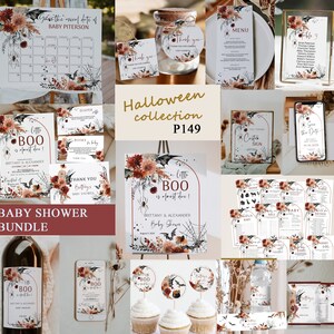Halloween baby shower welcome sign template, gender neutral halloween welcome, little boo baby shower sign, spooky fall welcome sign P149 image 8