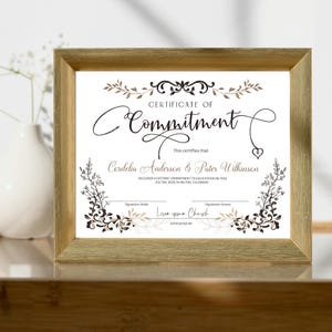 Commitment Certificate Template, Editable Printable Marriage Ceremony, Gifts Wedding Keepsake, Digital Download image 6