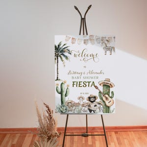 Fiesta baby shower welcome sign template, editable baby shower poster, printable mexican baby shower poster, cactus baby shower decor, P324