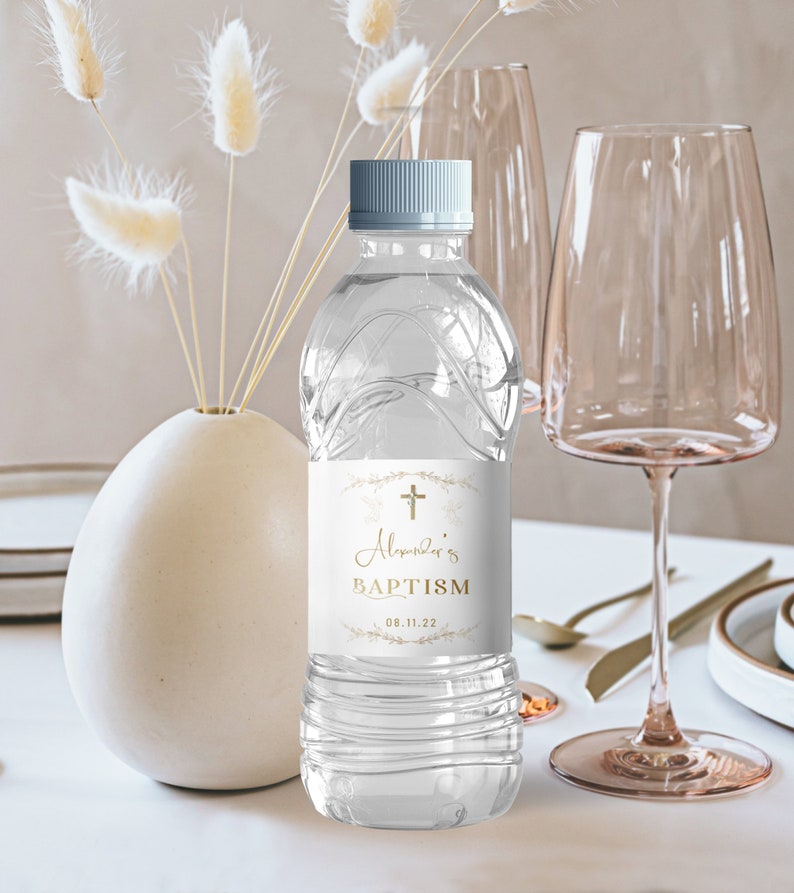 Elegant Gold Baptism Bottle Label Christening Water Label, Printable ...