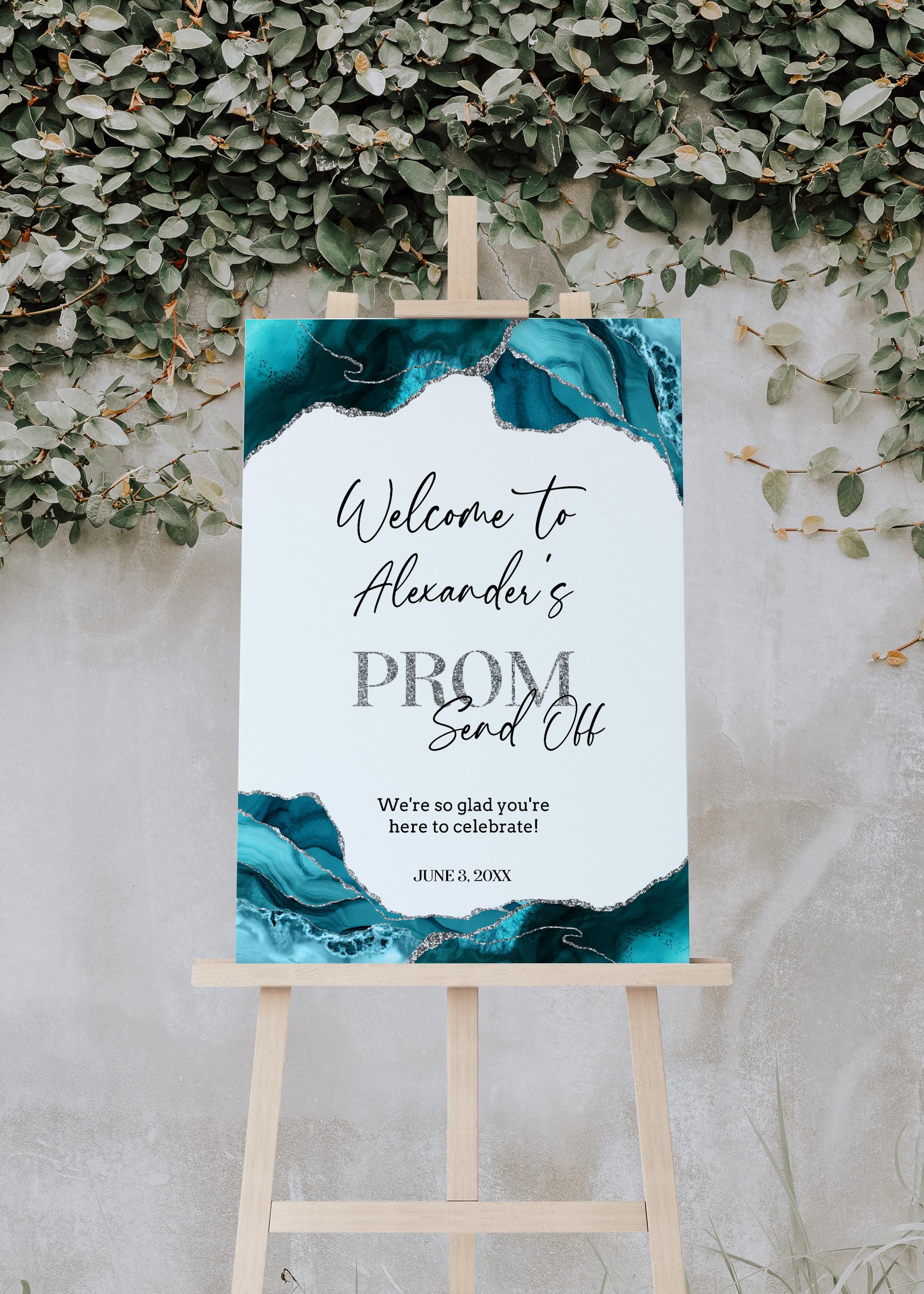 Prim Welcomesign Teal Silver Prom Night Welcome Sign, Senior Prom Poster, Prom Send off ...