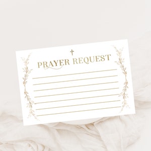 Editable gold prayer request cards printable, christian note cards, gold baptism prayer requests card template, bible verse cards gold B6