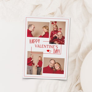 Personalized photo collage cards,  editable photo valentines day card template, photo valentine's day card, printable valentines photo card,