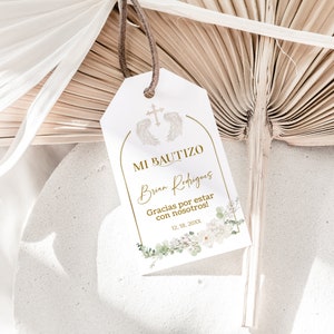 Mi bautizo thank you tags template, spanish favor tag gold elegant, angel baptism favor tag, spanish baptism fevor teg, thank you teg, P200 afbeelding 6