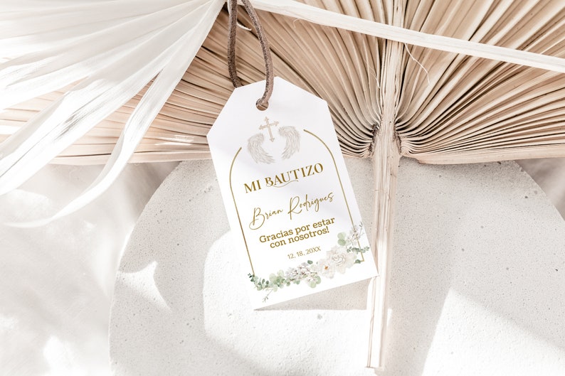 Mi bautizo thank you tags template, spanish favor tag gold elegant, angel baptism favor tag, spanish baptism fevor teg, thank you teg, P200 afbeelding 6