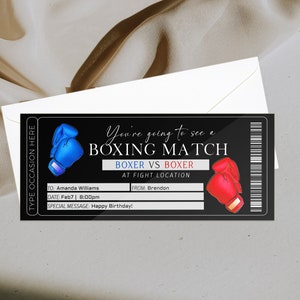Surprise boxing match fight ticket, boxing gift ticket voucher certificate template, boxing gym membership voucher, gift surprise activity