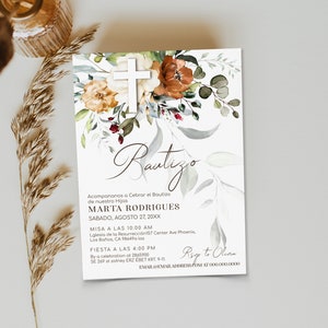 Baptism invitation in spanish, invitaciones de bautizo digitale, editable christening invite, mi bautizo invitation, religious invite, P62