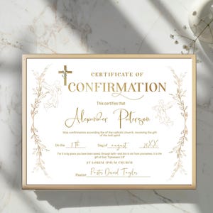 Motif Confirmation Editable Confirmation Certificate, Elegant Church Certificate, Gold ...
