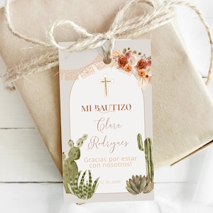 Mi bautizo thank you tags template, editable spanish favor tag, printable baptism favor tag, spanish baptism fevor tegs thank you teg, P198
