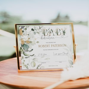 Baby dedication certificate template, child dedication certificate, printable baptism certificate, editable baby christening dedication P52