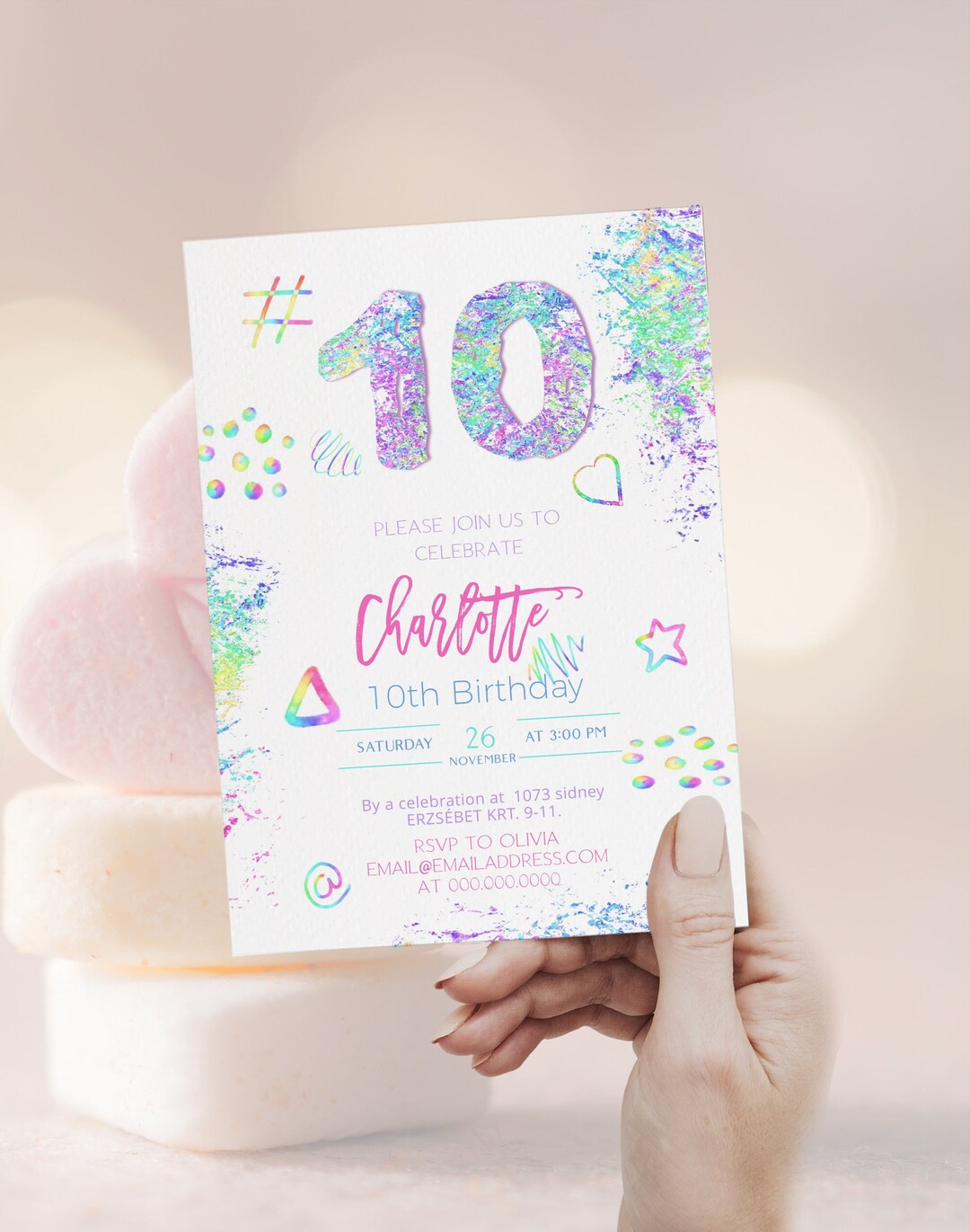 Editable 10th Birthday Invitation Template Double Digits - Etsy