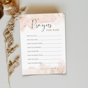 Pink gold prayers for baby card template, editable prayers for baby shower, well wishes for baby, printable pink gold advice prayer card B2p